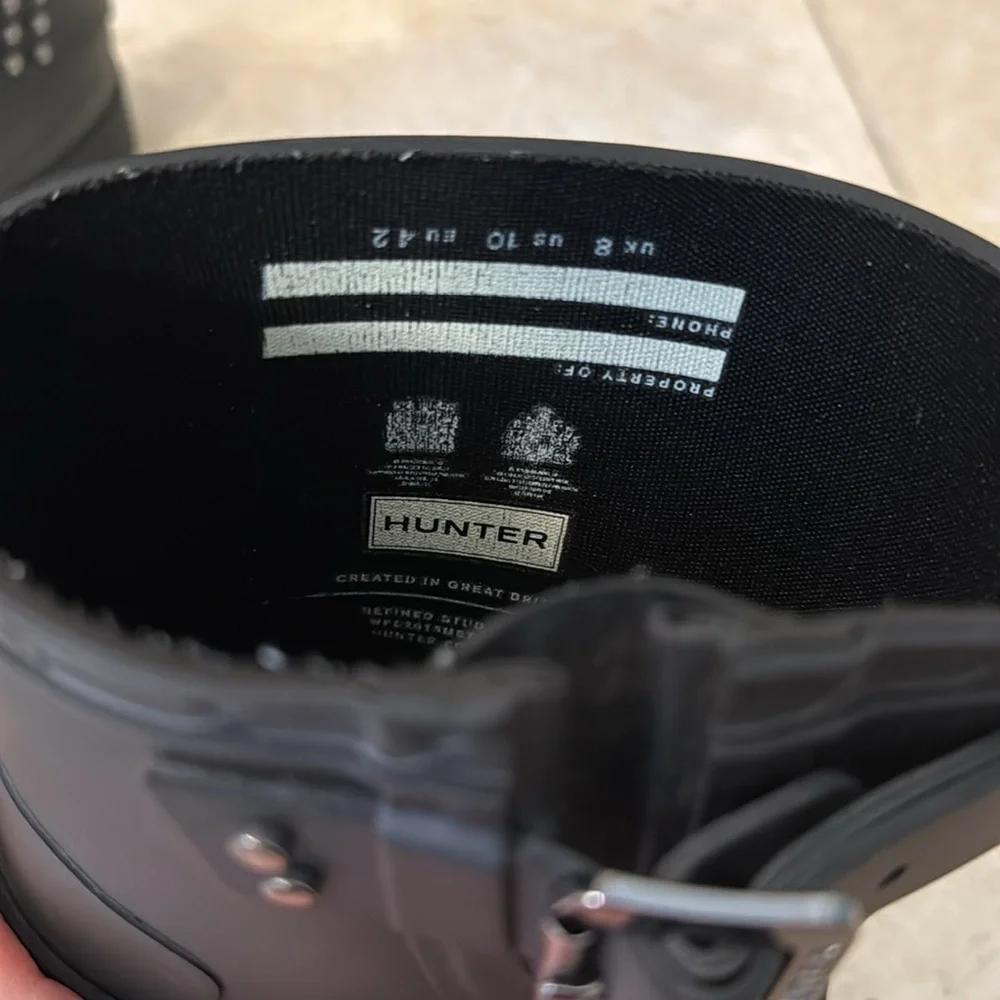 Hunter Black Ankle Boots with Studded Straps - Picture 5 of 8